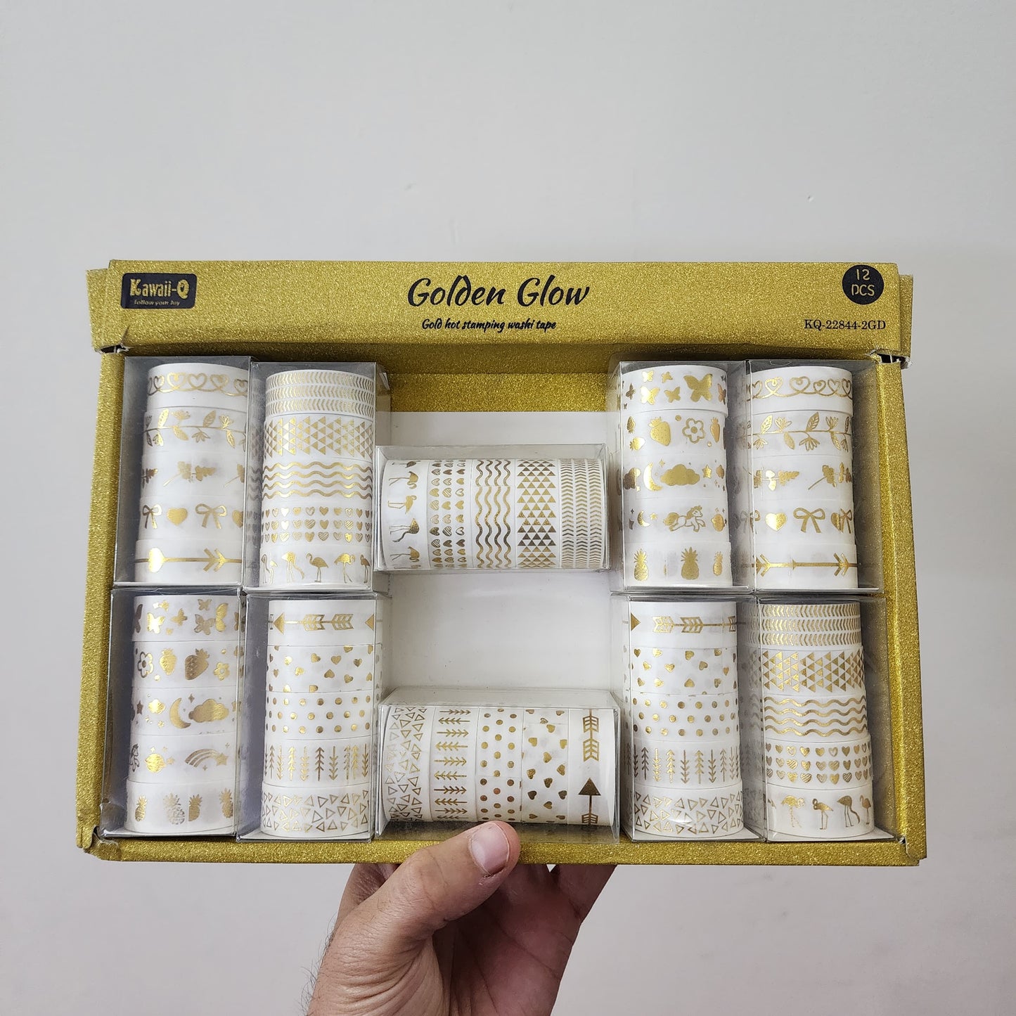 EMBOSSED GOLDEN WASHI TAPE { 1 PACK WITH 5 ROLLS }