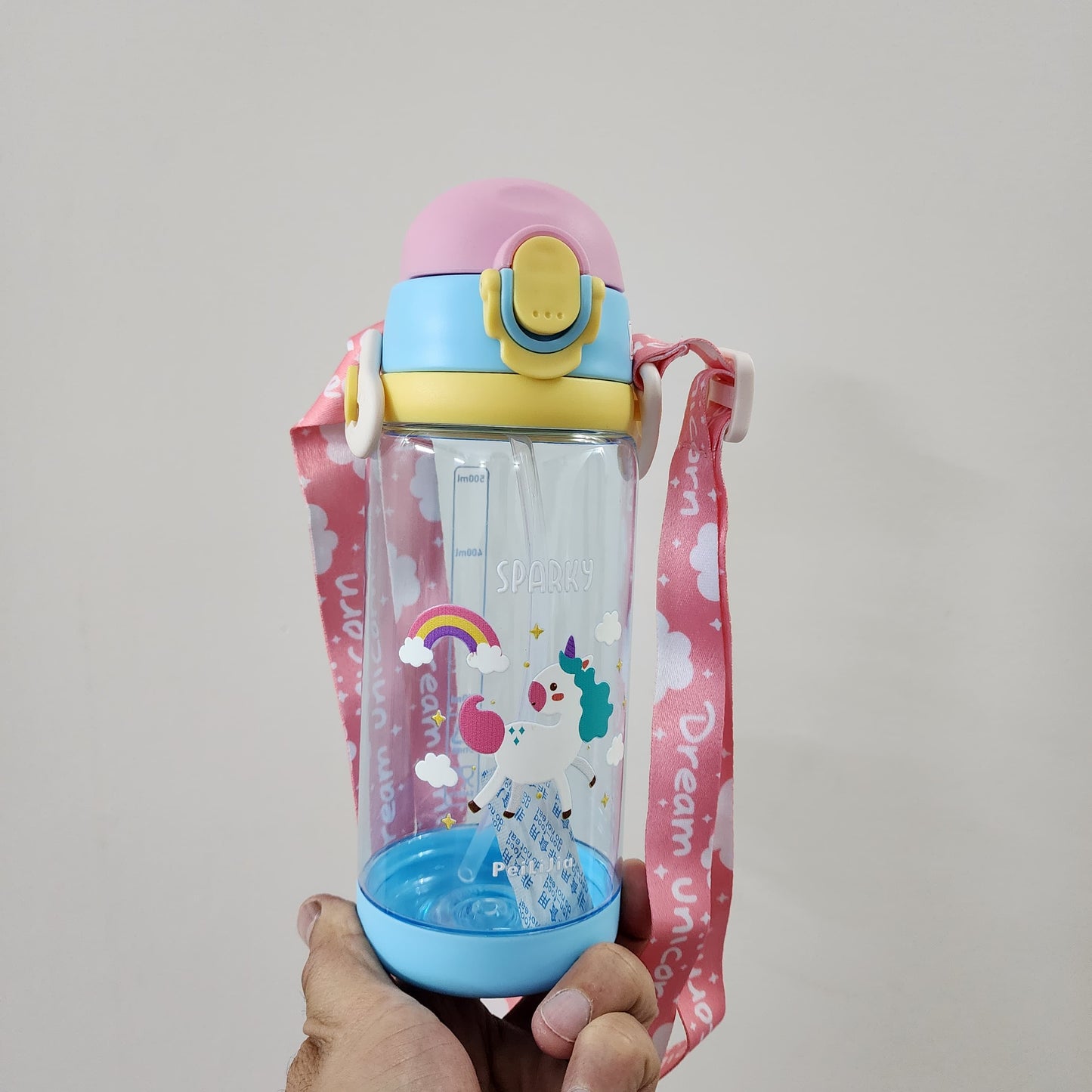UNICORN DESIGN PLASTIC WATER BOTTLE { 300ml }