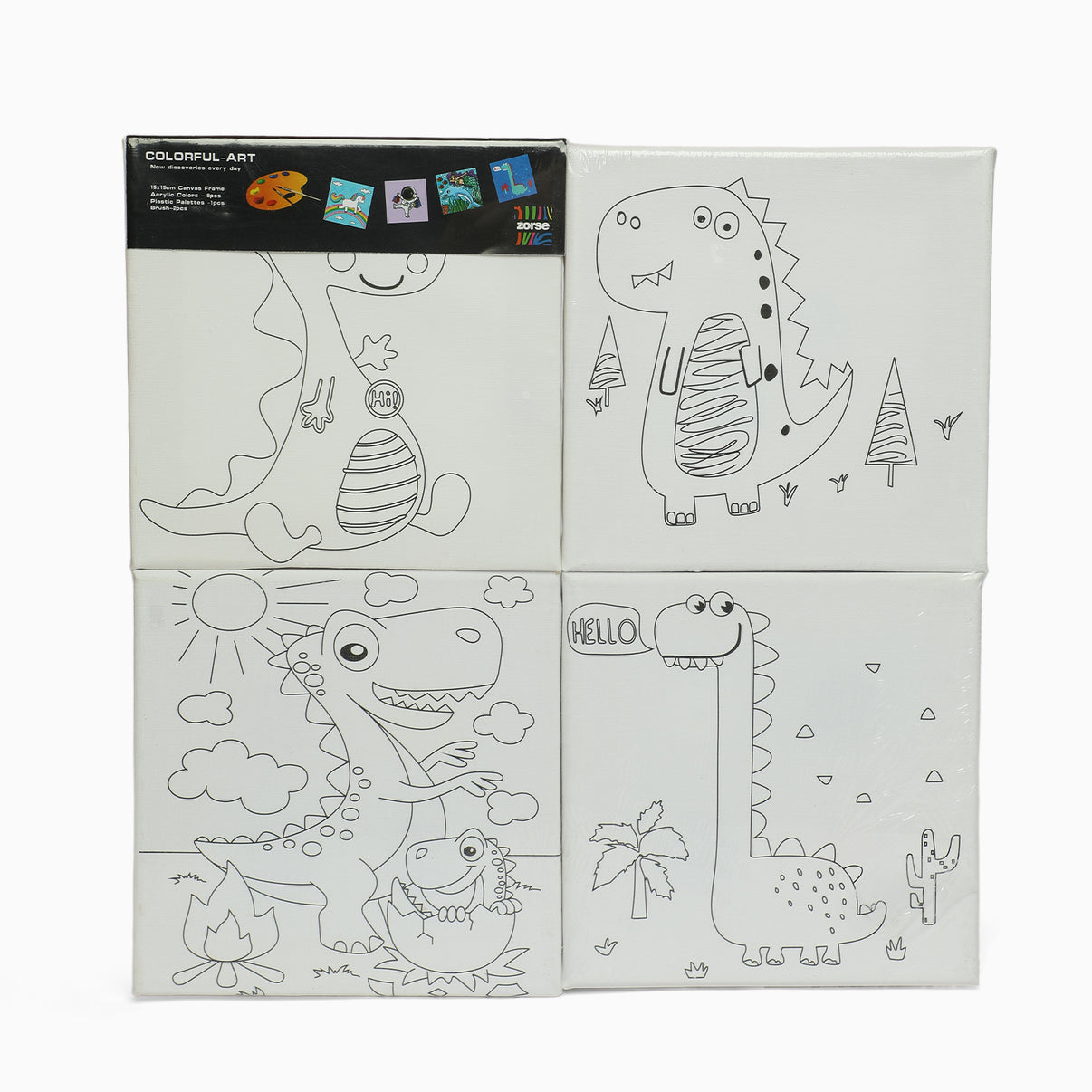 WOODEN FRAME CANVAS PAINTING 4 PIECE SET ( EIGHT COLOR SHADES ) ( 15 X 15cm )