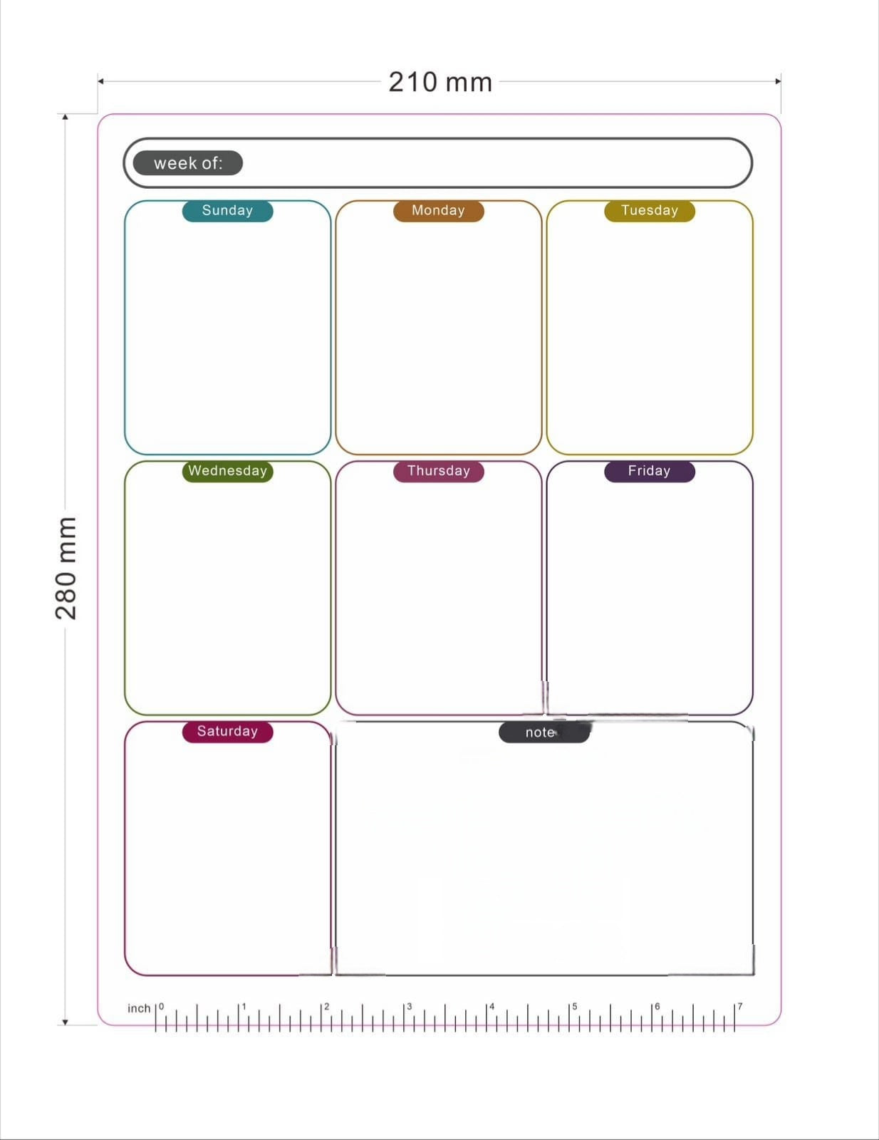 MAGNETIC WEEKLY CALENDER/ PLANNER FOR FRIDGE WITH MARKER
