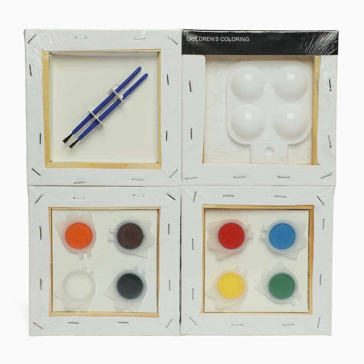 WOODEN FRAME CANVAS PAINTING 4 PIECE SET ( EIGHT COLOR SHADES ) ( 15 X 15cm )