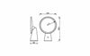 Dimensions and design sketch of the SIMPLE HANDHELD VANITY MIRROR, featuring a compact round mirror with a key ring attachment.