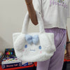 CUTE FUR FABRIC TOTE/HAND BAG WITH EMBROIDERY