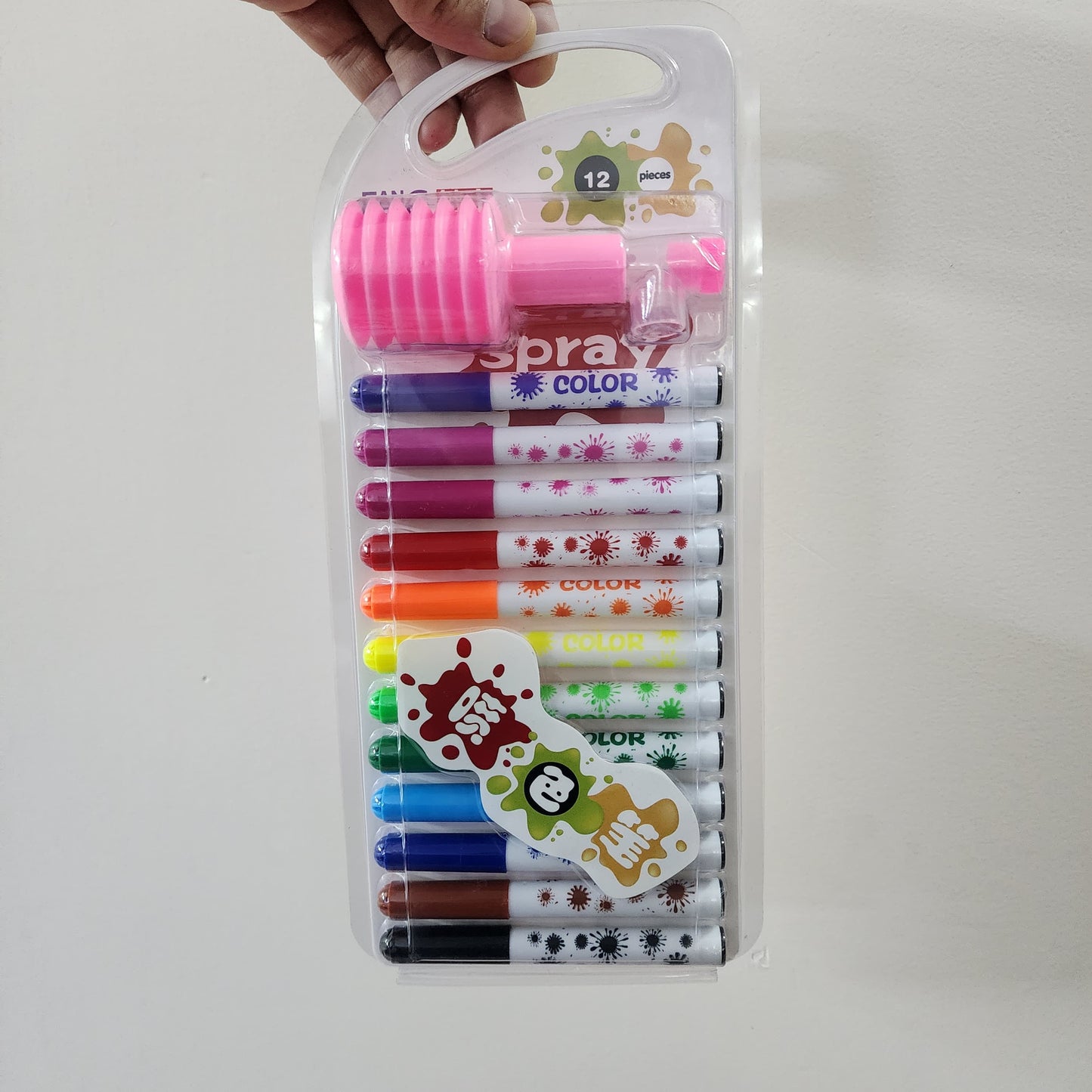 SPRAY PEN SET WITH SKETCH PEN AND BLOW PEN [ NON TOXIC , 12 PCS ]