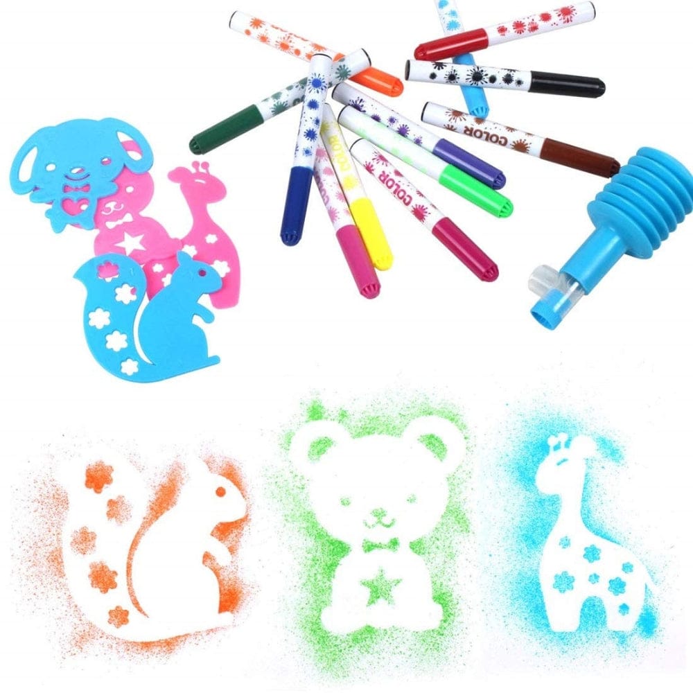 SPRAY PEN SET WITH SKETCH PEN AND BLOW PEN [ NON TOXIC , 12 PCS ]