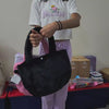 CUTE FUR FABRIC TOTE/HAND BAG WITH EMBROIDERY