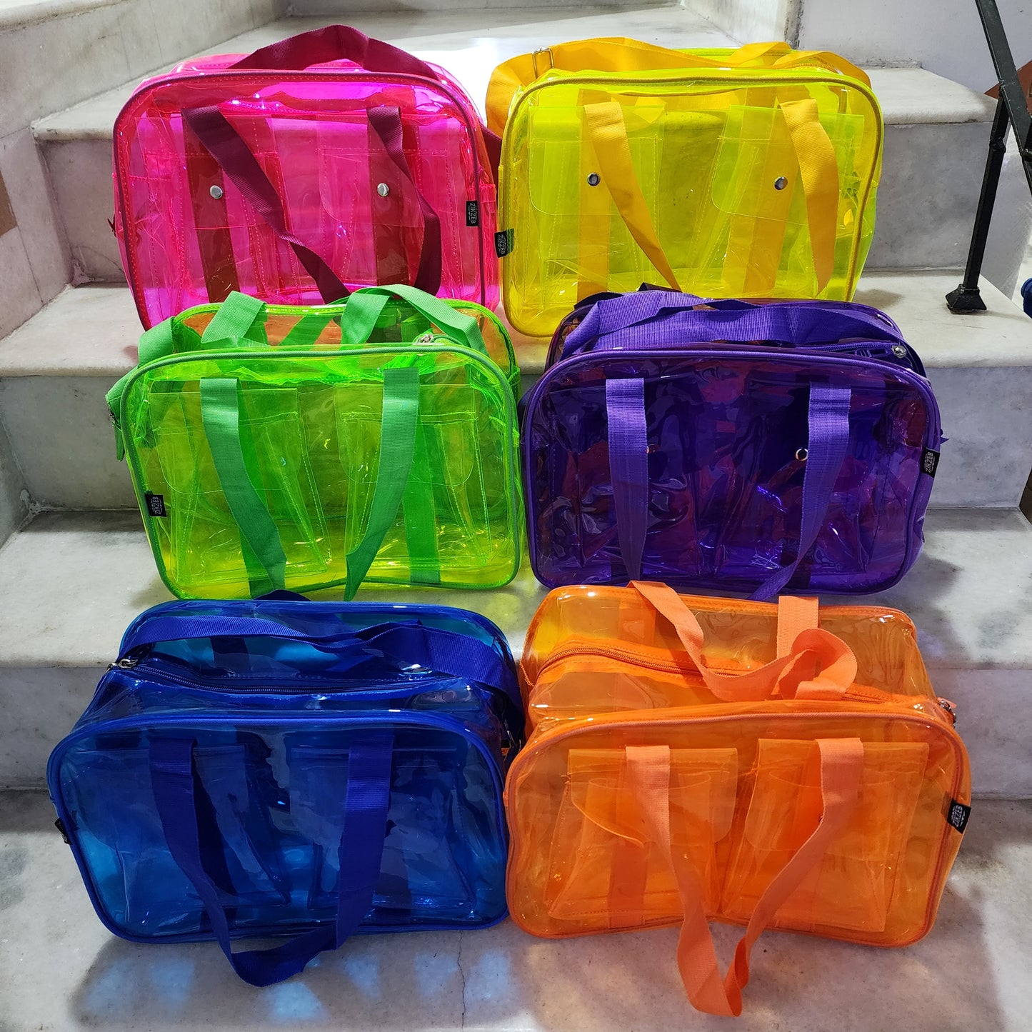 Tote/Jelly/Neon Bags with Two Pockets [ 15 X 9 X 6.5 ]