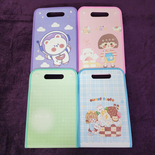Kawaii File Folder with Button Lock and Handle – Transparent Certificates Holder with 12 Pockets, A4 Size Expandable Folders for Documents