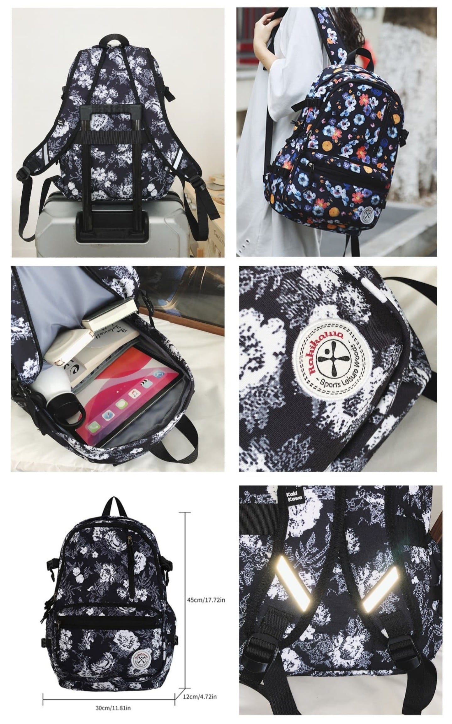 SPORTS LEISURE WOOD FLORAL BAGS [ SIZE - L/30cm , W/18cm , H/45cm ]