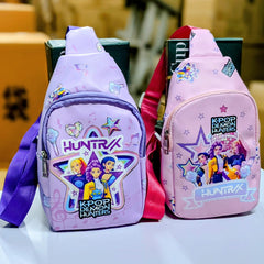 Kids Chest Sling Bag for Girls, Cute Cartoon Print K POP Demon Hunters Huntrix Theme Mini Crossbody Bag, Lightweight Travel & Outing Bag [ 20 x 13 cm ]