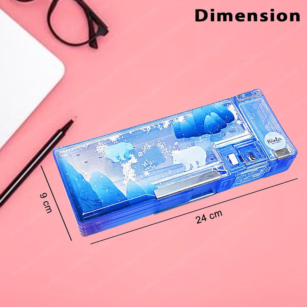 Magnetic Pencil Case with Sharpener - Pencil Box for Kids, Bear Theme Pencil Box for Kids, Pencil Box for Girls, Pencil Box for Girls Stylish, Stationary Items