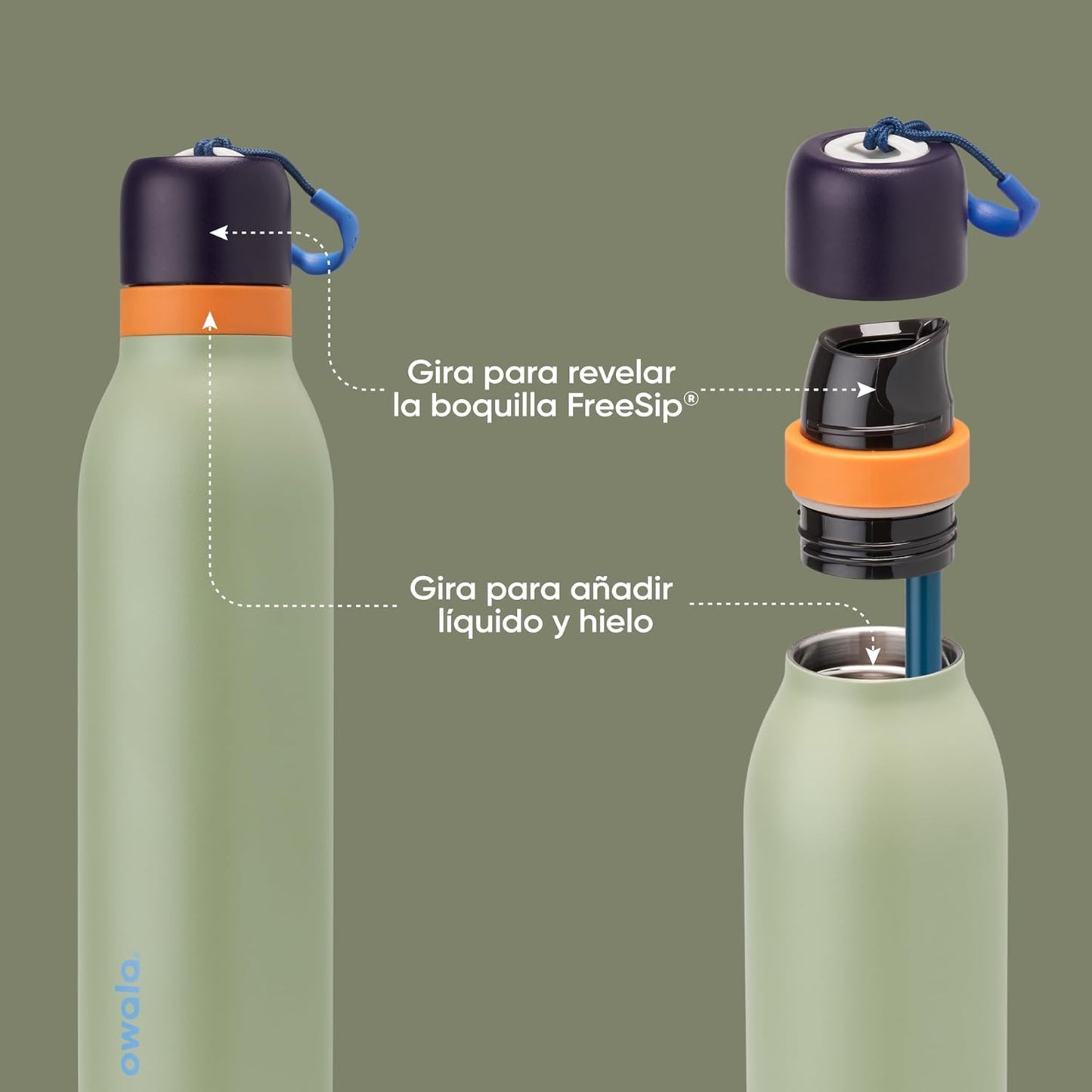 FreeSip Twist Insulated Stainless Steel Water Bottle with Straw for Sports and Travel, BPA-Free [24-oz , 800 ml]