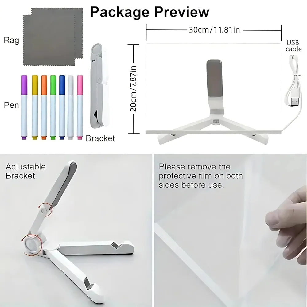 DIY 3d Rewritable Message Board with Ligth & 7 pens