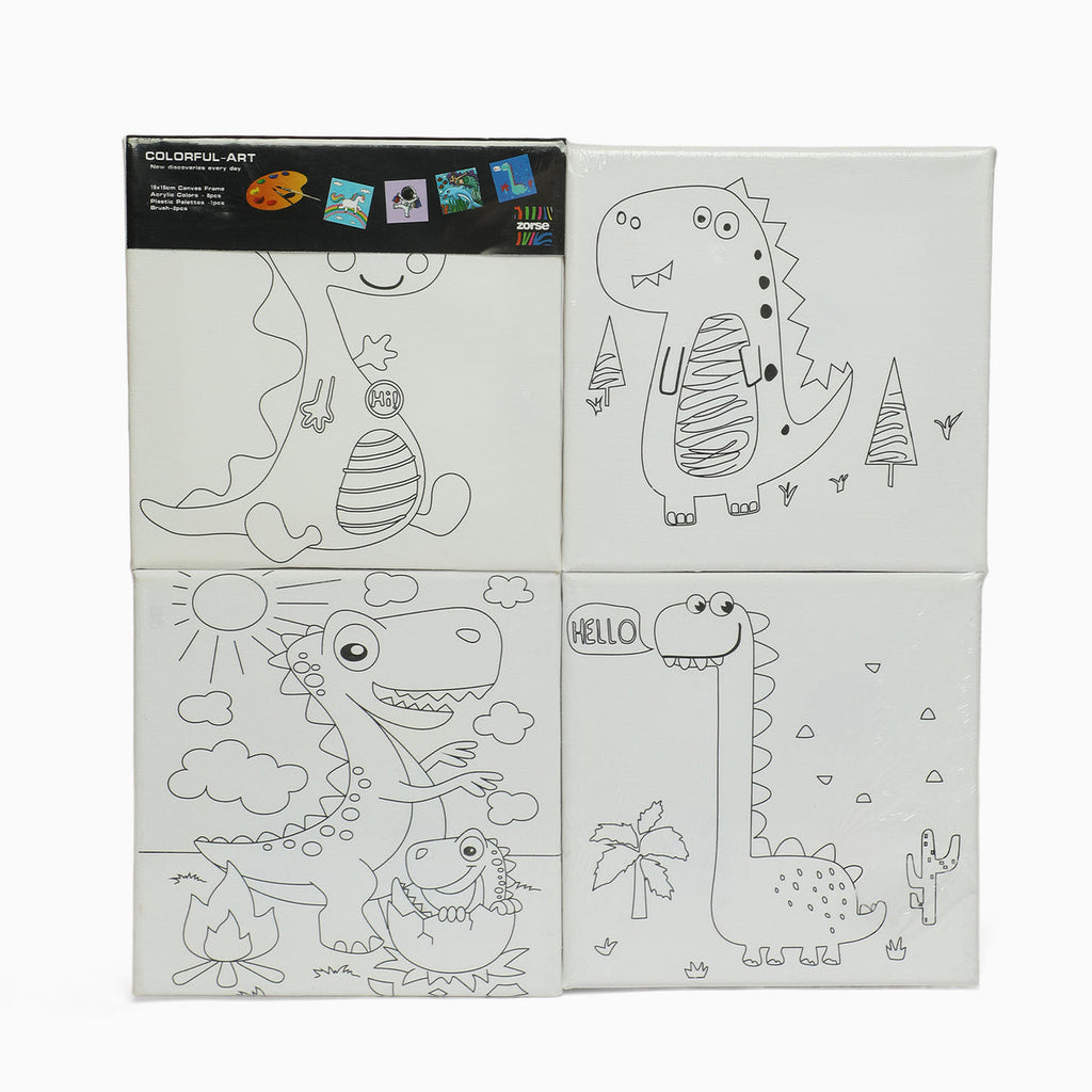 WOODEN FRAME CANVAS PAINTING 4 PIECE SET ( EIGHT COLOR SHADES ) ( 15 X 15cm )