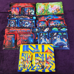 Polyester Character Print Stationery Folder Bag for Kids with Zipper Closure | 2 Front Pocket | 27×37 Cm | Document Bag | Assorted Colors & Prints